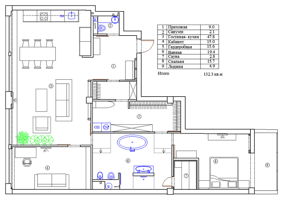 Квартира на Песочной Набережной, 2015г.