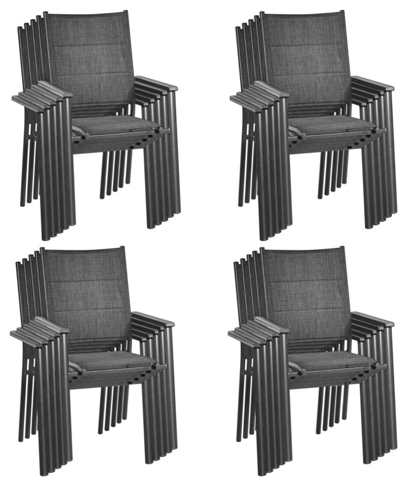 Costway Set of 20 Patio Dining Chair Stackable Padded Armrest No