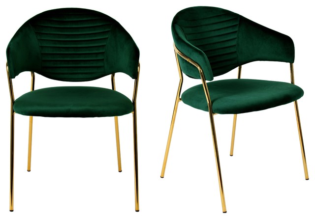 Modrest Trevor Modern Green Velvet And Gold Dining Chair Set Of 2 Contemporary Dining Chairs By Vig Furniture Inc