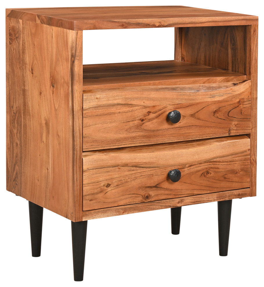 Stafford 2Drawer Live Edge Nightstand Midcentury Nightstands And