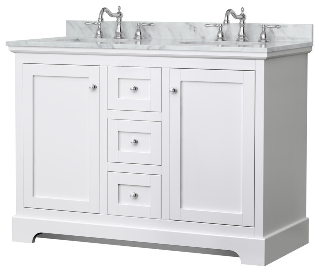 Avery 48" Double Vanity, No Mirror Transitional Bathroom Vanities And Sink Consoles by