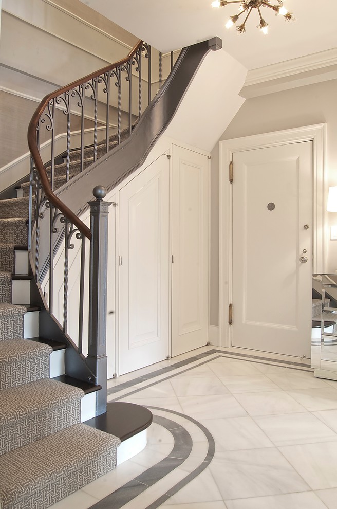 Riverside Drive Apartment - Inspiration for a contemporary staircase remodel in New York