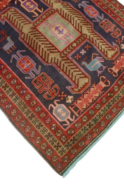 Fine Vintage Distressed Sinai Navy/Red Runner, 4'2x10'2, 4'2x10'2 ...