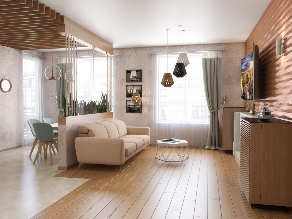 Гостиная в трехкомнатной квартире в Сочи