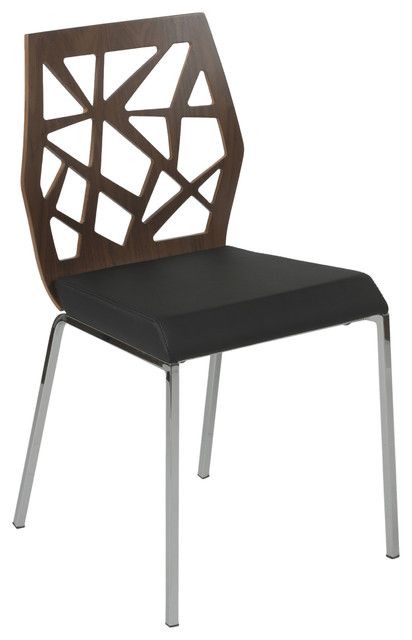 Sophia Side Chair (Set Of 2), Walnut/Black Fabric/Chrome