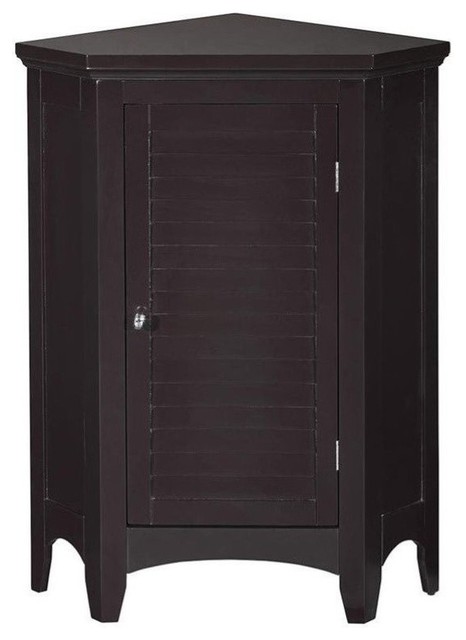 Pemberly Row 1 Door Corner Floor Cabinet In Dark Espresso