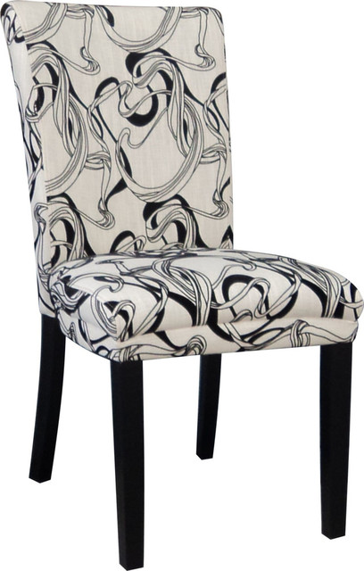 Chintaly Wide Back Dining Chairs, Black and White, Set of 2