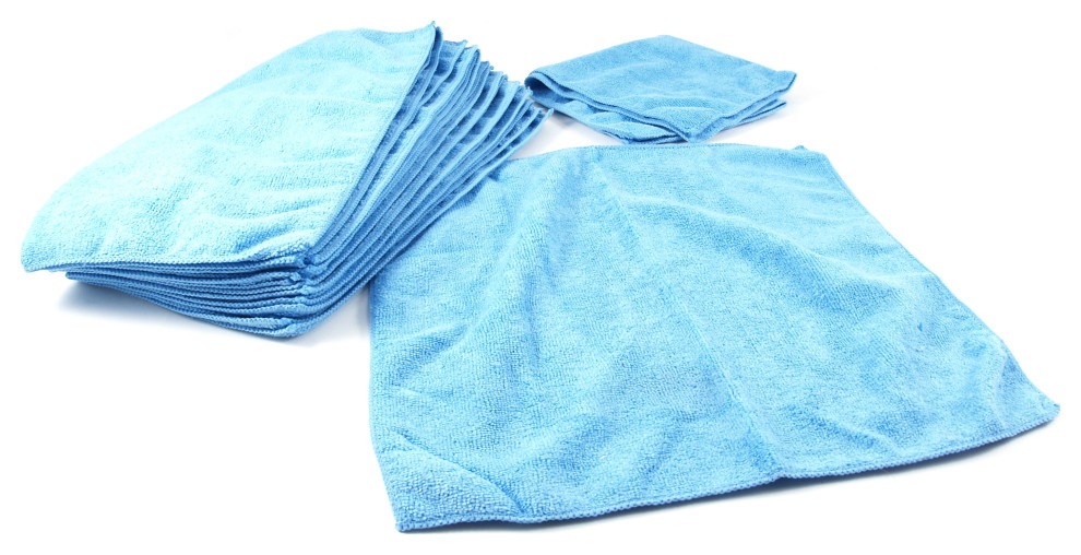 Blue Microfiber Cleaning Cloth, Set of 12 Contemporary Cleaning