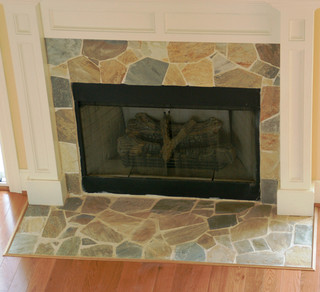Light Color Stone Fireplace - Traditional - Living Room ...