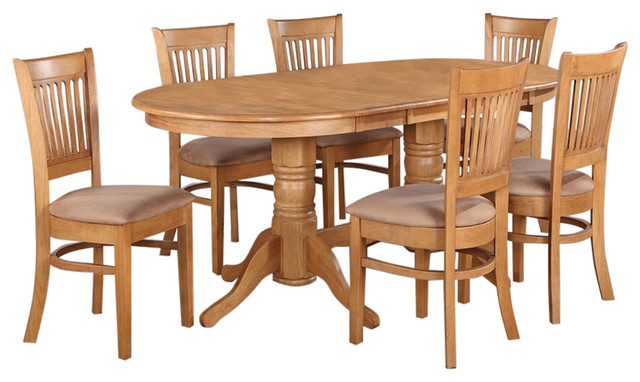 5-Piece Dining Room Set Table With Leaf and 4 Chairs - Traditional