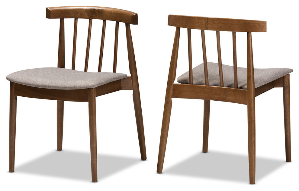Baxton Studio Wyatt Mid-Century Modern Walnut Wood Dining Chair, Set of 2