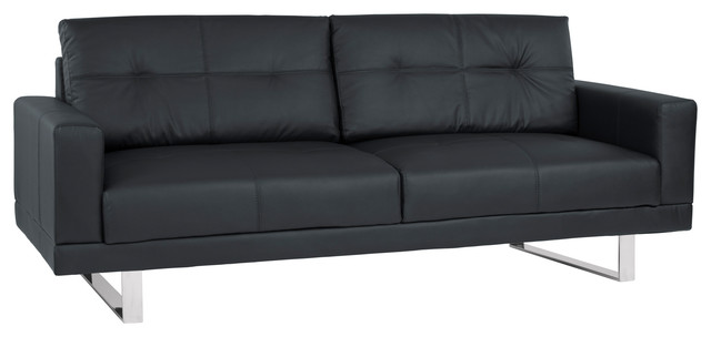 Armen Living Lincoln Mid Century Tufted Faux Leather Sofa With Armen Living Lincoln Mid Century Tufted Faux Leather Sofa With Chrome Legs Blac