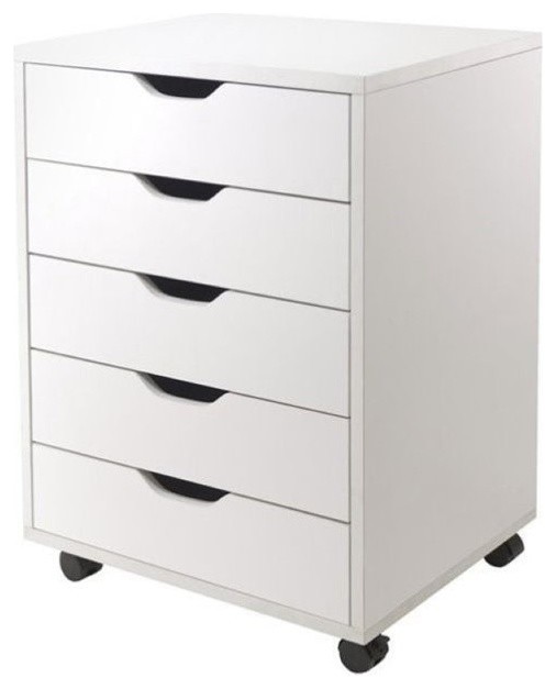 Scranton Co 5 Drawer Wood Mobile File Cabinet In White