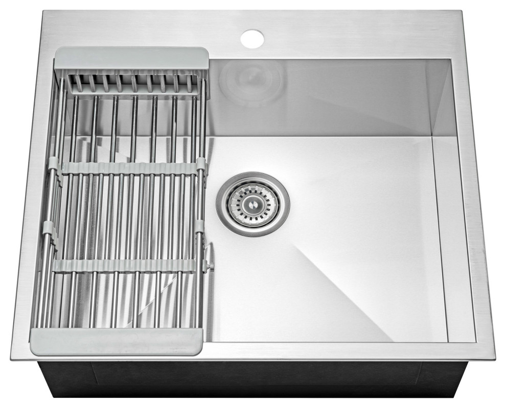 AKDY 25"x22"x9" Stainless Steel Top Mount Kitchen Sink Single Basin