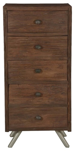 Modern Frontier Mango Wood 5 Drawer Rustic Dresser - Midcentury ...