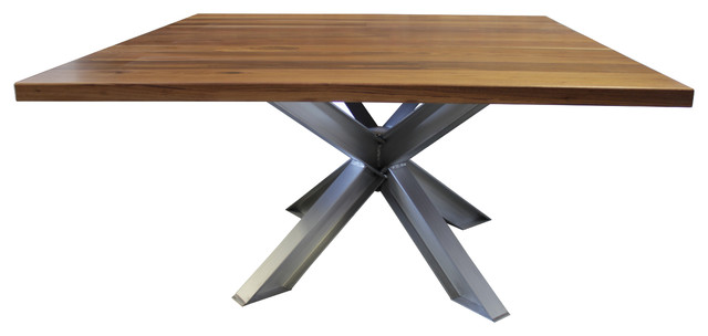 Black Walnut And Aluminum Square X Base Pedestal Table Square X Base Aluminum Pedestal Table