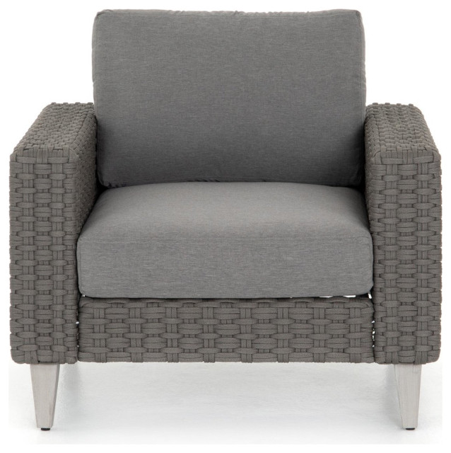 Remi Charcoal Woven Rope Outdoor Lounge Chair Tropical Outdoor