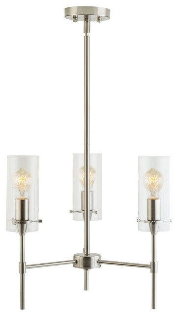 Effimero Stem Hung Chandelier With Clear Glass Cylinder Effimero Stem Hung Chandelier With Clear Glass Cylinder Brushed Nickel 3 Light