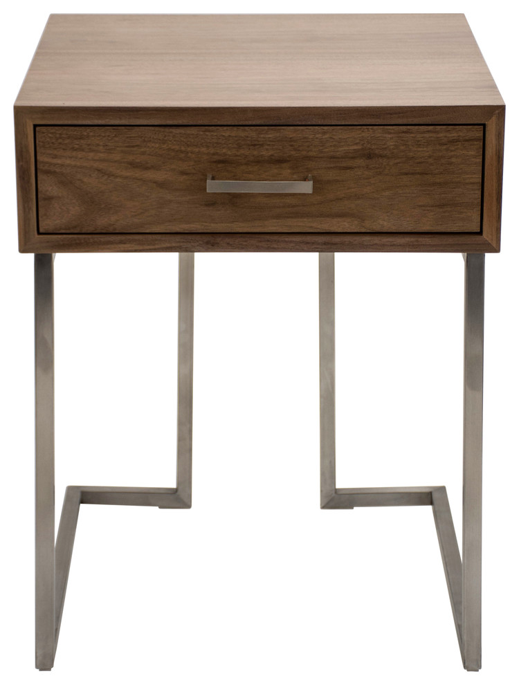 Lumisource Roman End Table in Walnut Wood and Stainless Steel