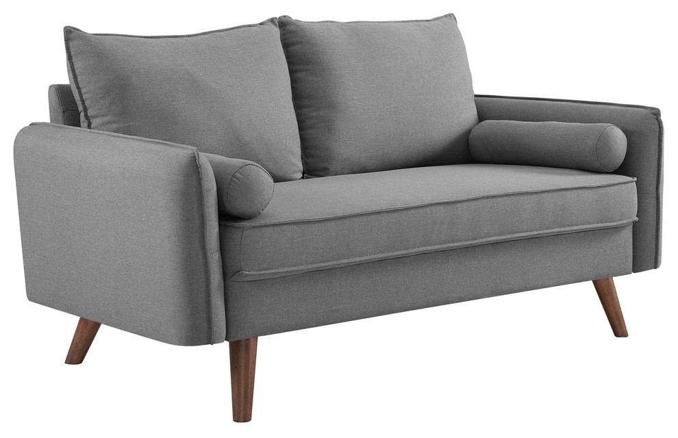 Modern Contemporary Urban Living Loveseat Sofa, Light Gray