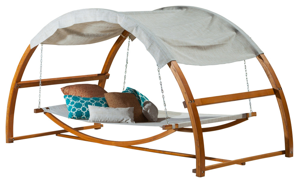 Rosalie Outdoor Patio Chaise Lounge Swing Bed And Canopy