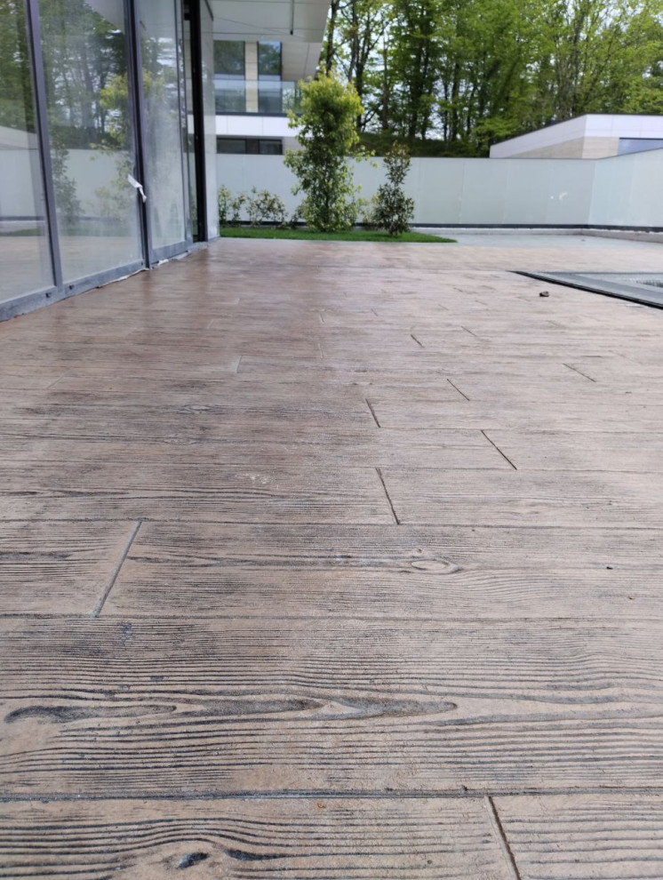 Печатный бетон, рисунок Итальянский сланец в комбинации с Доской