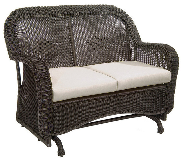 Classic Wicker Double Outdoor Glider with Cushions