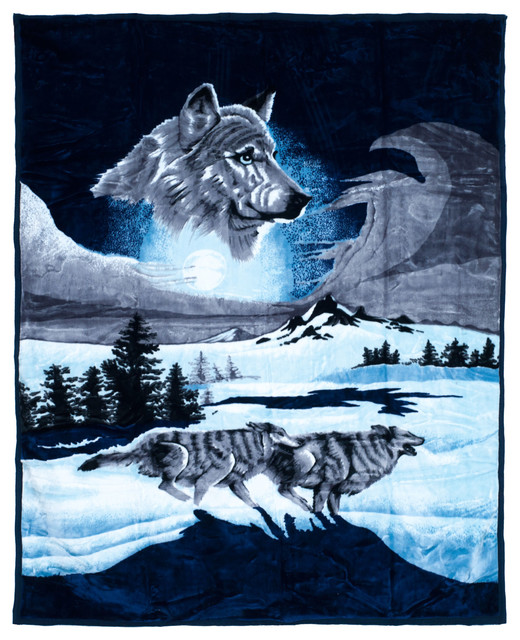 Thick Plush Mink Blanket, Wolf