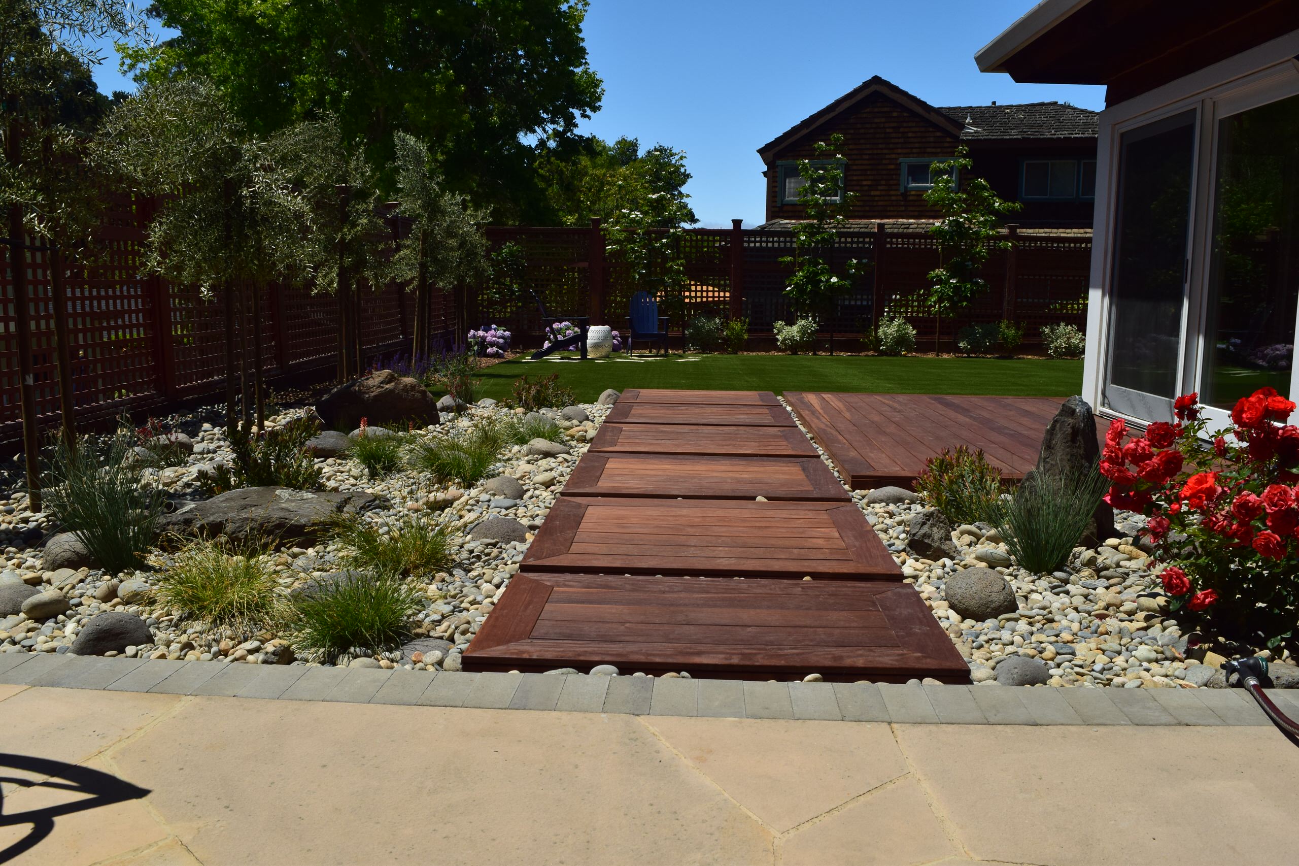 Spacious Garden with patio and lawn