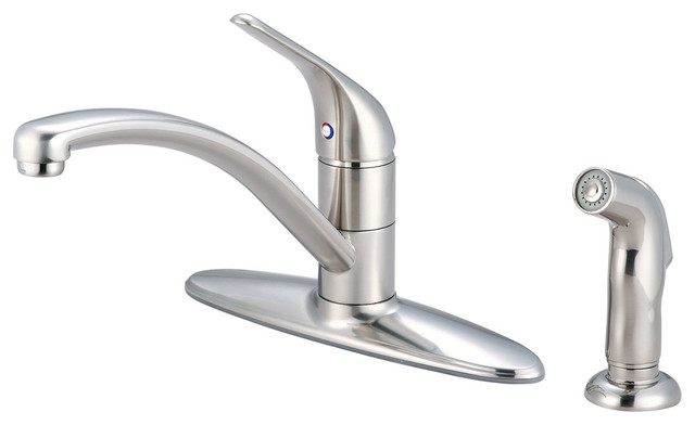 Single Handle Kitchen Faucet Pvd Brushed Nickel Contemporary