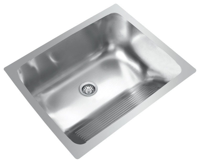 Ukinox D610.457 Dual Mount Single Bowl Stainless Steel Laundry Sink