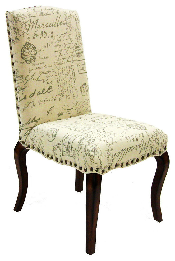 Madeleine Vintage French Fabric Script Chair - Set of 2