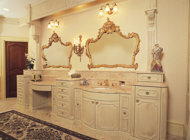 fancy glazed painted victorian bathroom vanity - traditional
