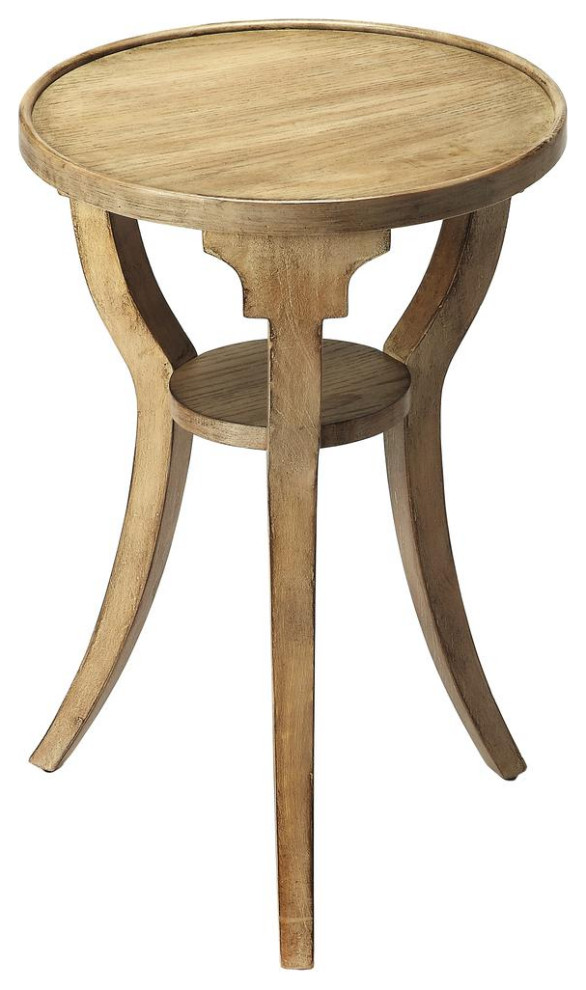 Dalton Driftwood Round Accent Table Transitional Side Tables And