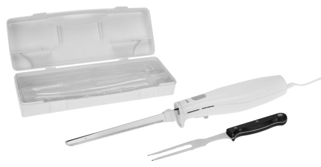 Quick Slice Electric Knife Carving Set, White