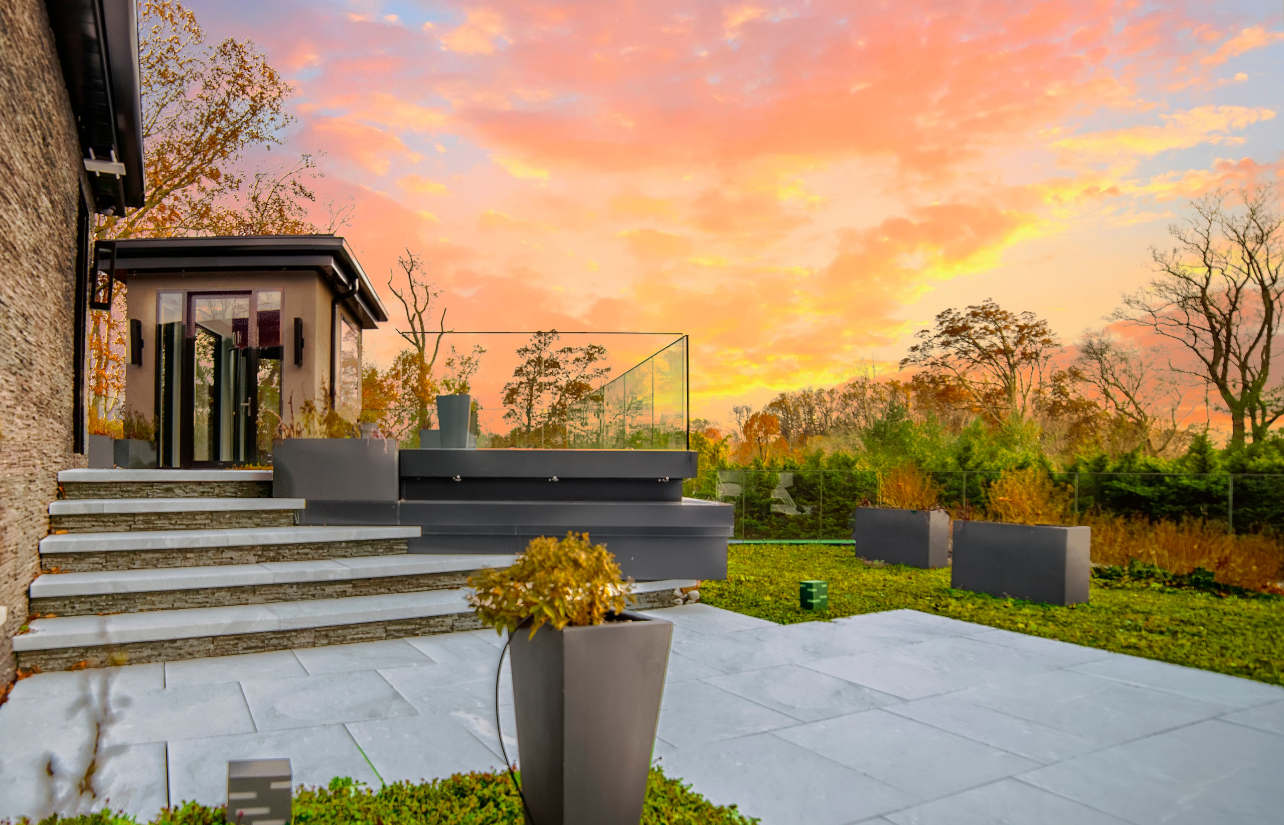 Backyard patio and lighting