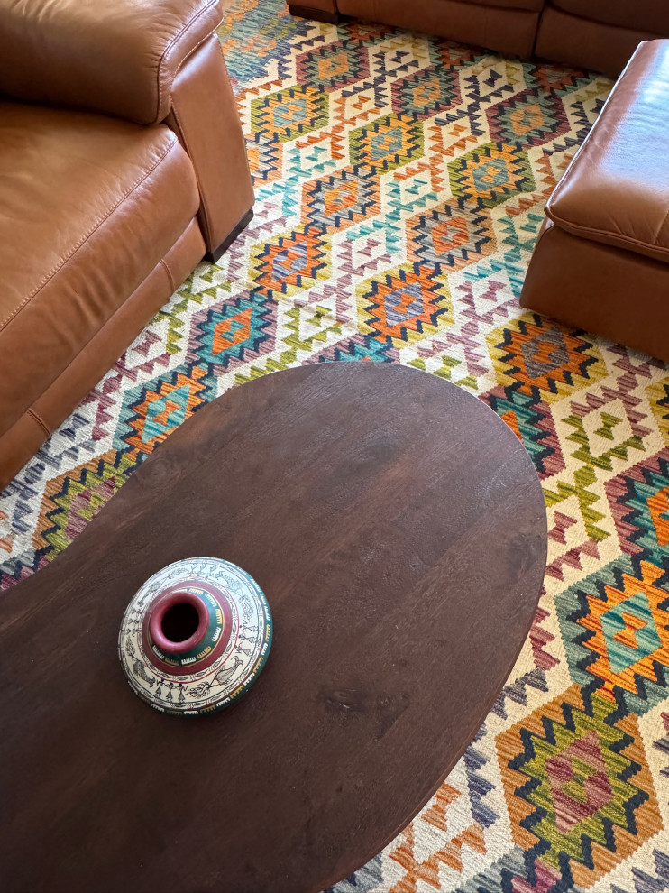 Bold and ethnic Transitional style Living/Dining room