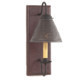 Wood & Metal Primitive Wall Sconce with Punched Tin Lamp Shade, Plantation Red