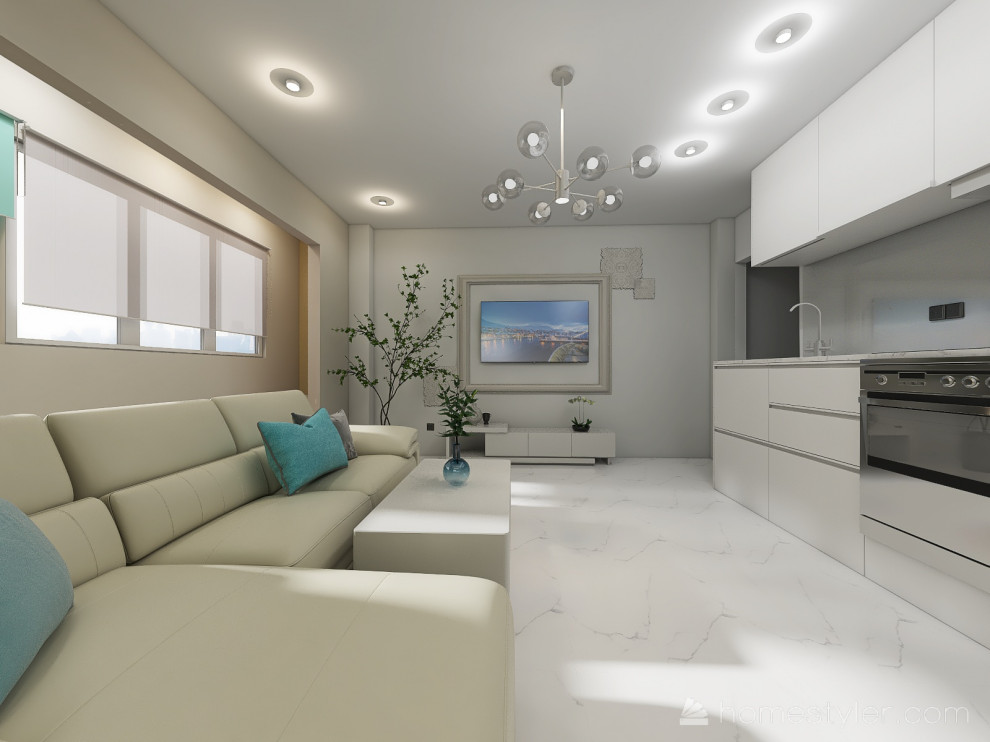 Гостиная на 9 этаже с видом на город (вариант 1)