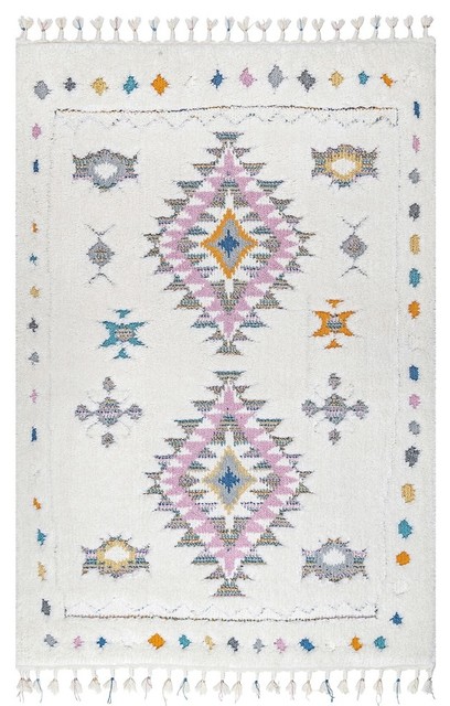 nuLOOM Nivian Shags Transitional Area Rug, White, 6'7"x9'