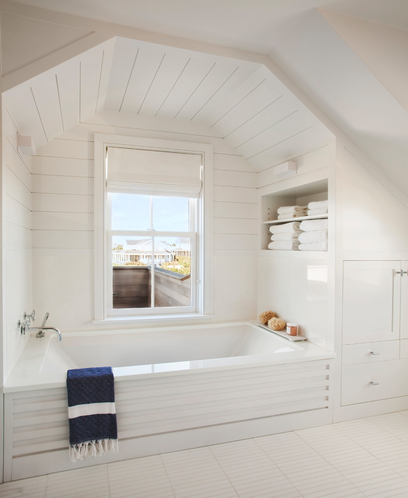Modern Beach House - Example of a beach style bathroom design in Boston