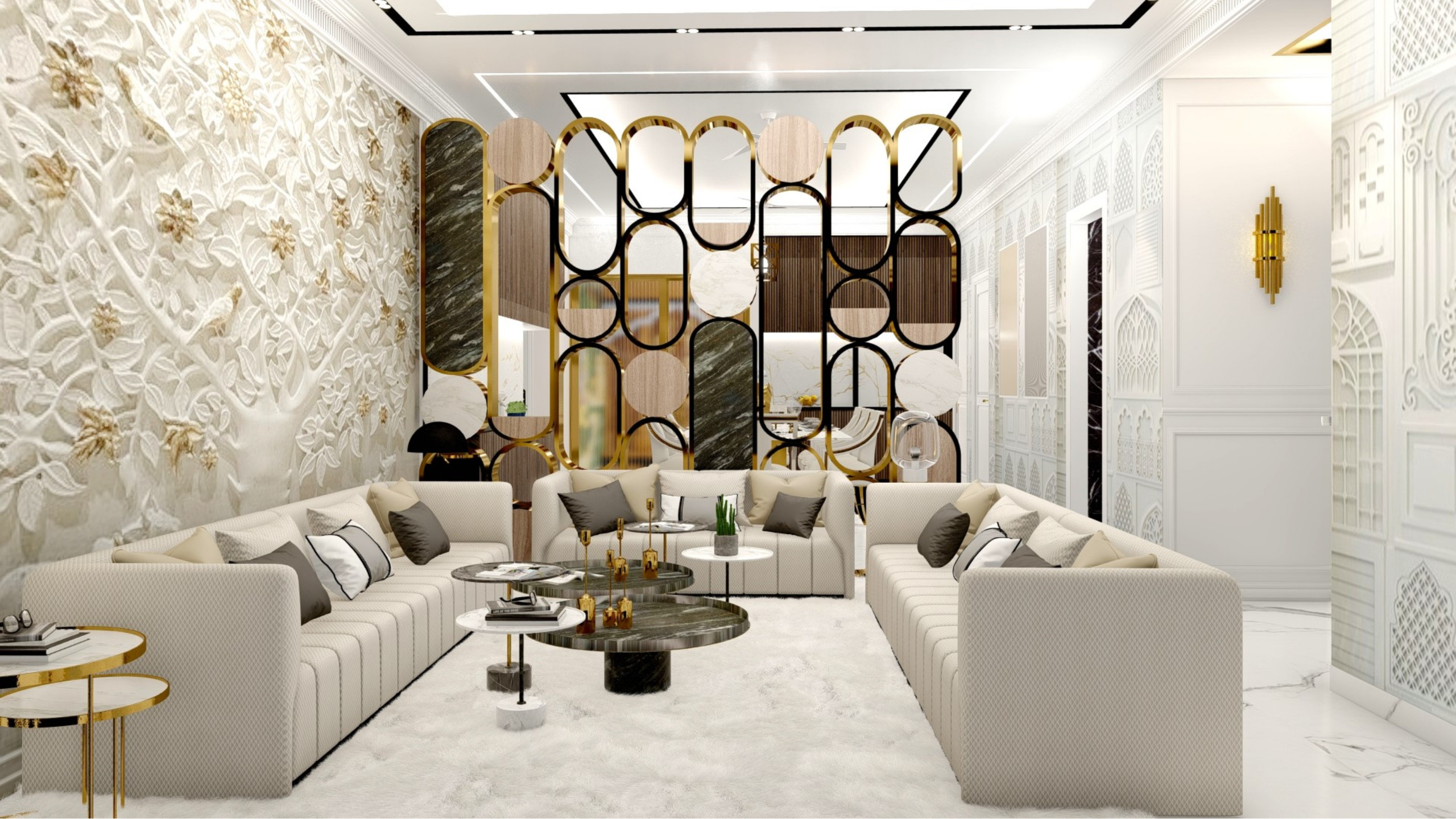 Elegant Lounge and Dining Area with Light Tones in Guildford