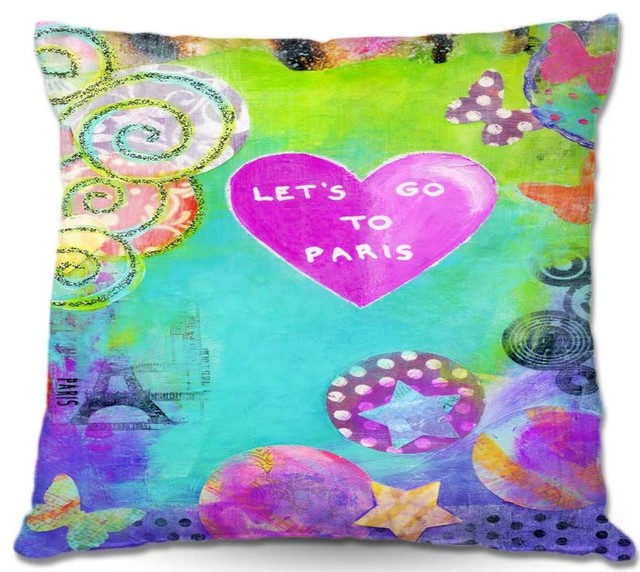 Let's Go Paris Outdoor Pillow, 22"x22"