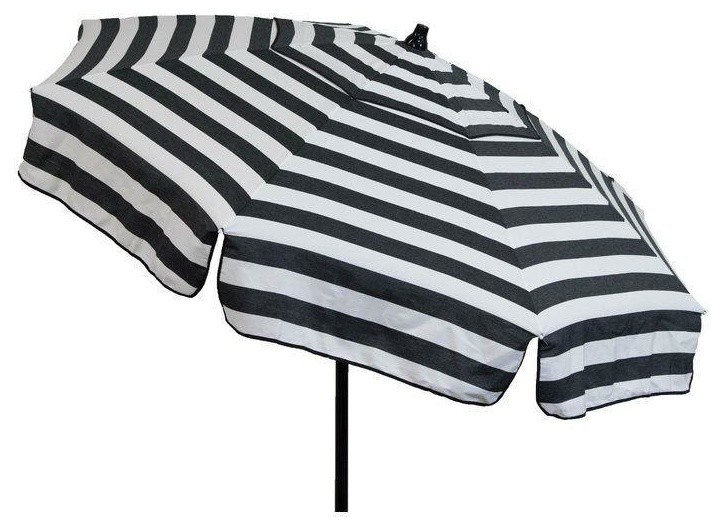6 Foot Black White Stripe Drape Umbrella Manual Lift with Tilt