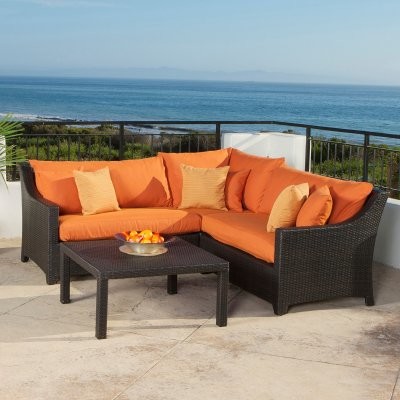 RST Outdoor Tikka 4 Piece Corner Sectional Sofa and Coffee Table Set