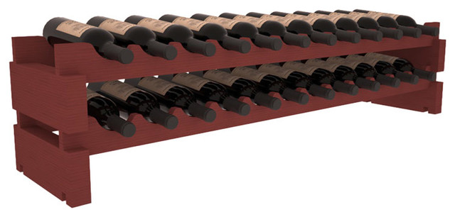 24 Bottle Scalloped Wine Rack in Pine with Cherry Stain