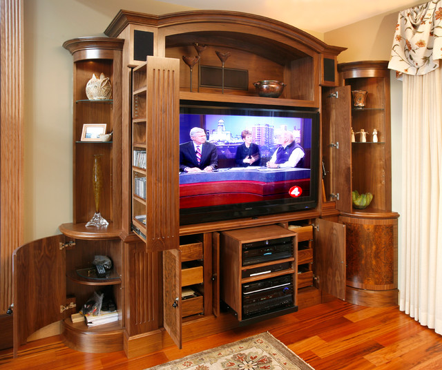 Tv And Media Wall Unit Traditional Living Room New York By