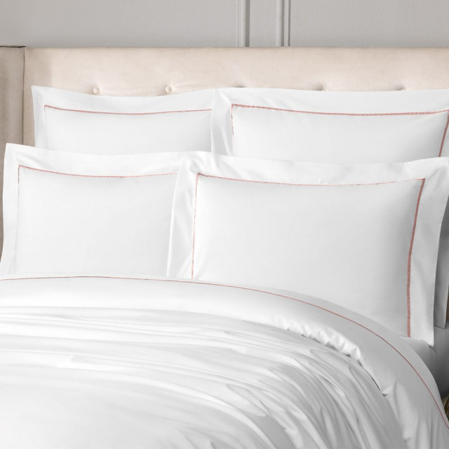 Plaza Pink with white Duvet Cover Twin, Twin Traditional Duvet