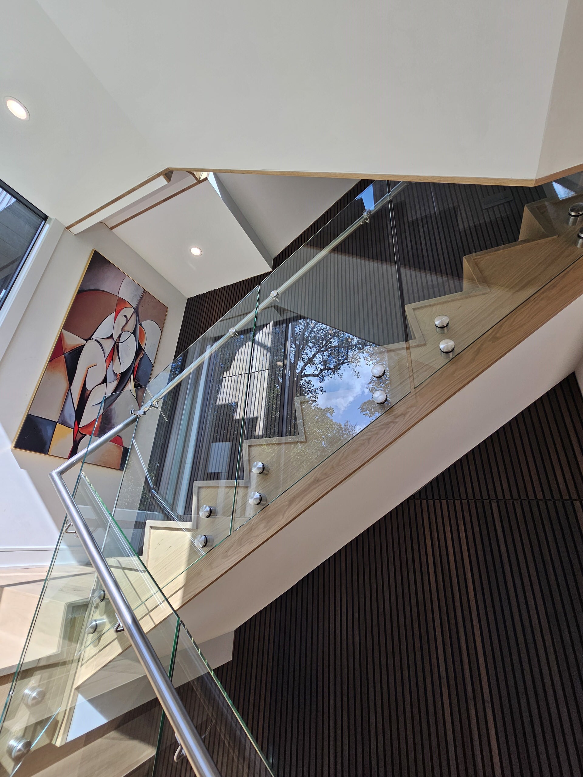 129_White Oak Slanted Riser Modern Stair, Mclean, VA 22102
