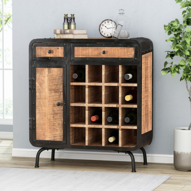 Madeline Modern Industrial Mango Wood Wine Rack - Industrial - Wine And ...